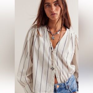 Free people Farmhouse Fresh Stripe Button-Down Shirt